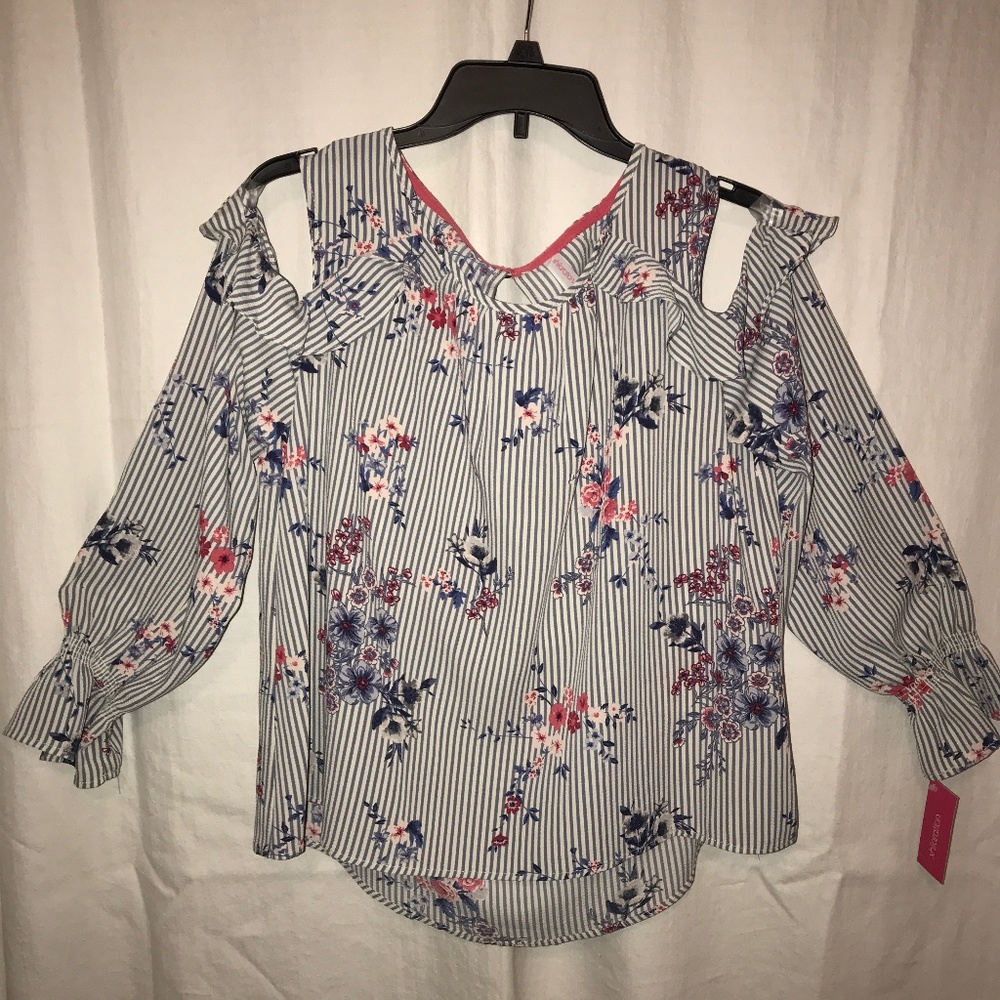 xhilaration Stripped Floral Blouse -L